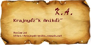 Krajnyák Anikó névjegykártya